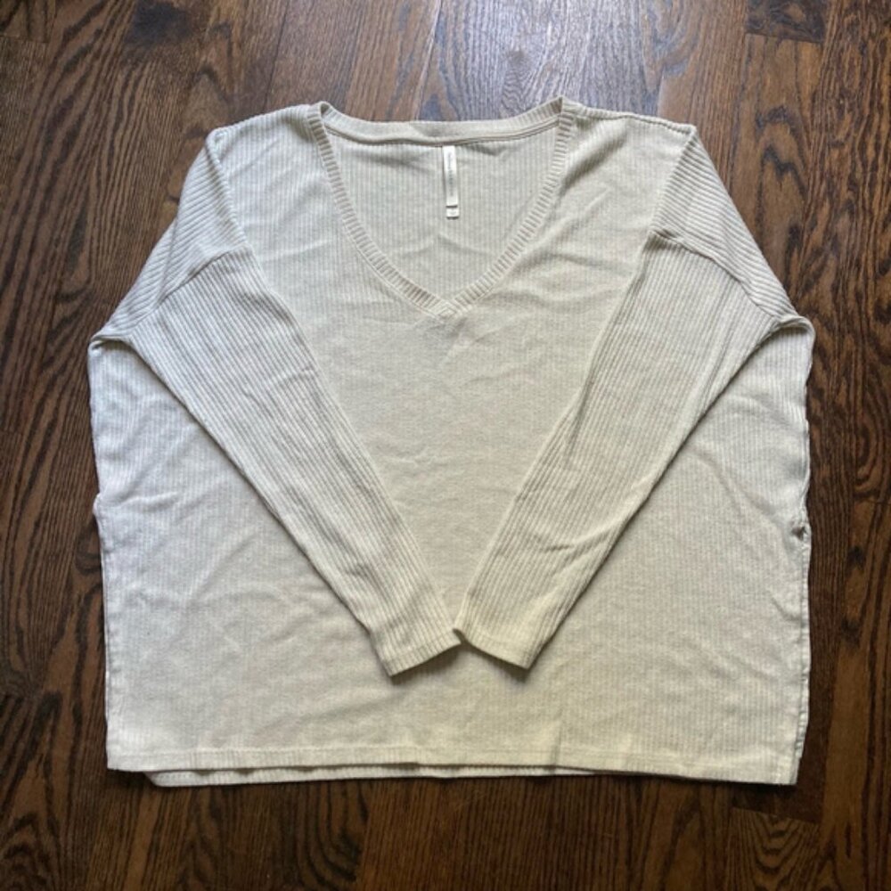 Women's V-Neck The Group Babaton Beige oversized Sweater 3X